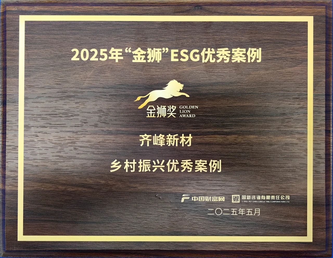 2025年5月9日尊龙凯时人生就是搏新材入选2025“金狮”ESG——乡村振兴优秀案例